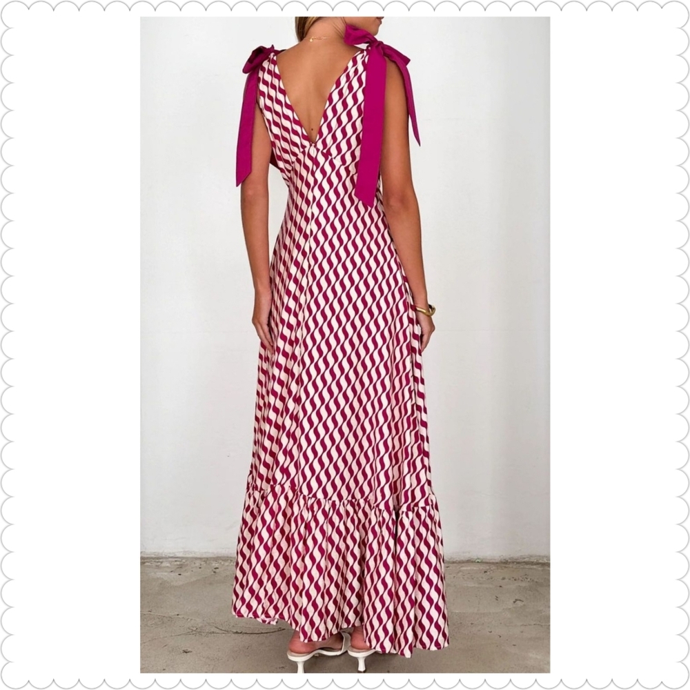 Printed V-Neck Tie Shoulder Cami Dress - Picture 9 of 15